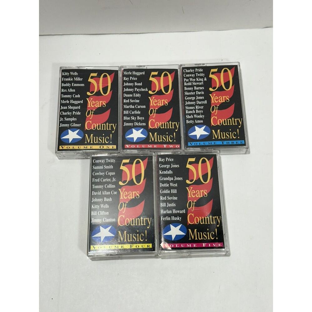 50 Years of Country‎ Music Vol 1, 2, 3, 4 & 5 Cassette Tapes Lot Of 5 Tapes